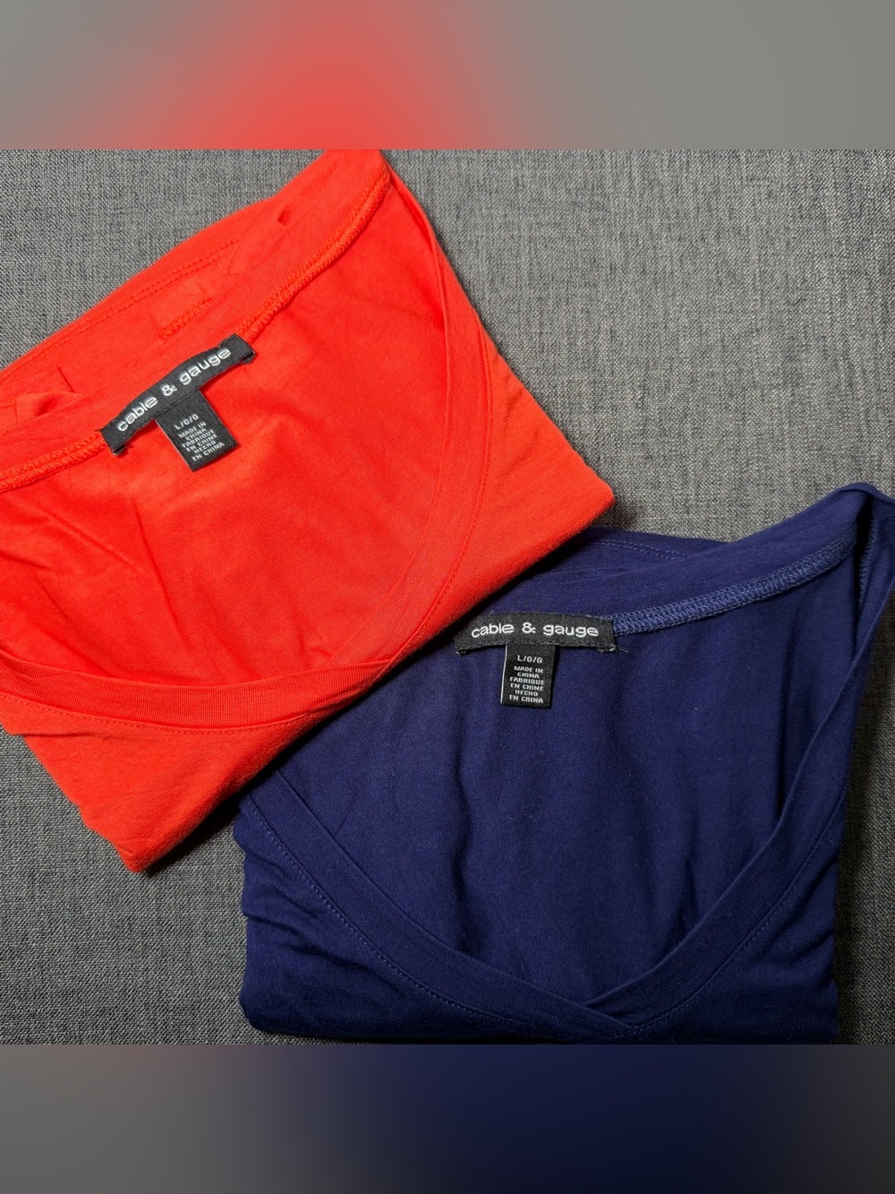 Cable & Gauge Everyday Pocket V-Neck Tee Bundle - Navy & Orange (Size L)